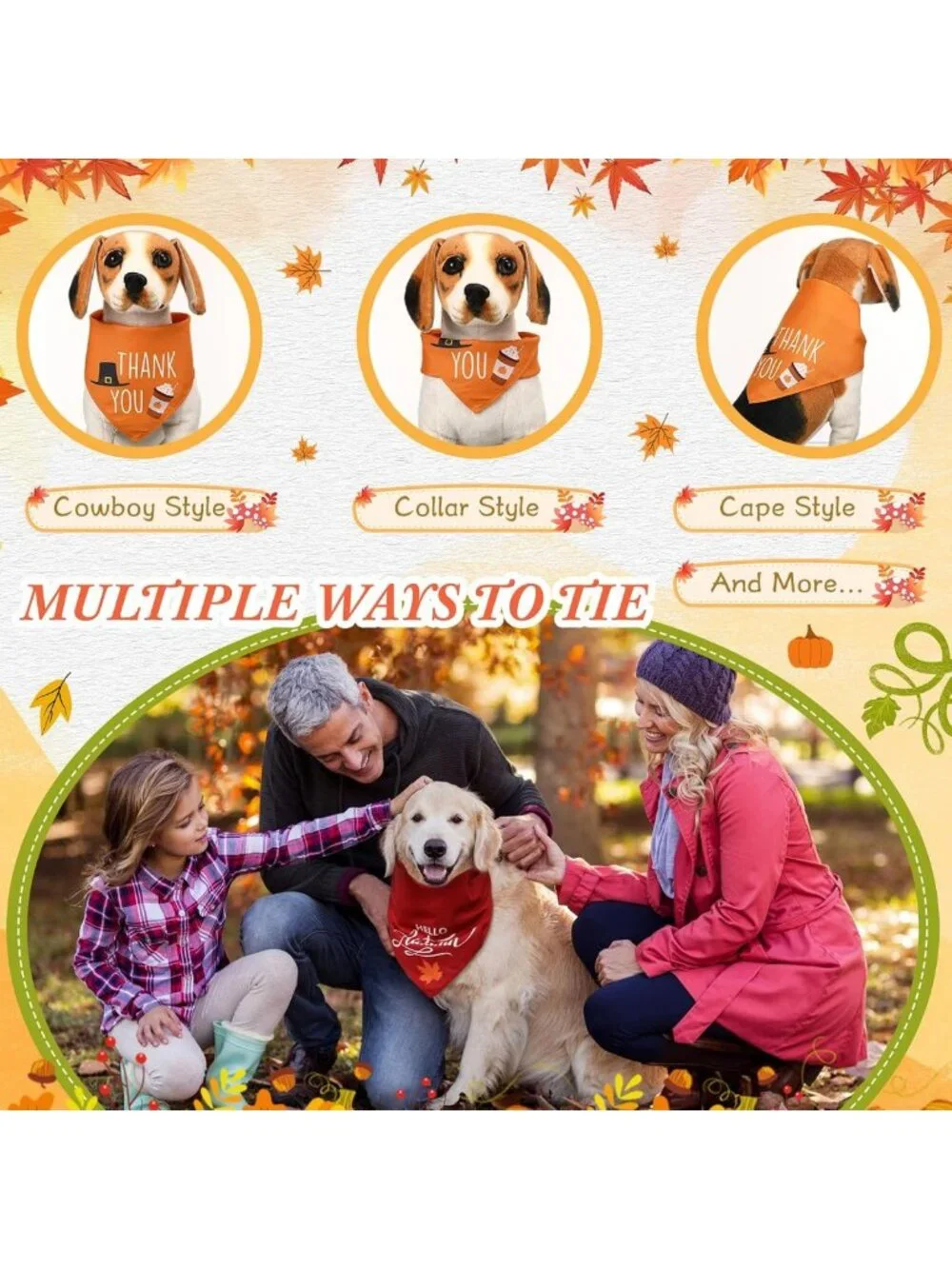 200 Pcs Fall Dog Bandanas - Washable Triangle Scarves for Pets, Thanksgiving